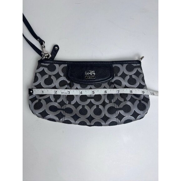 Coach Black Logo Small Canvas Wristlet - Picture 6 of 11
